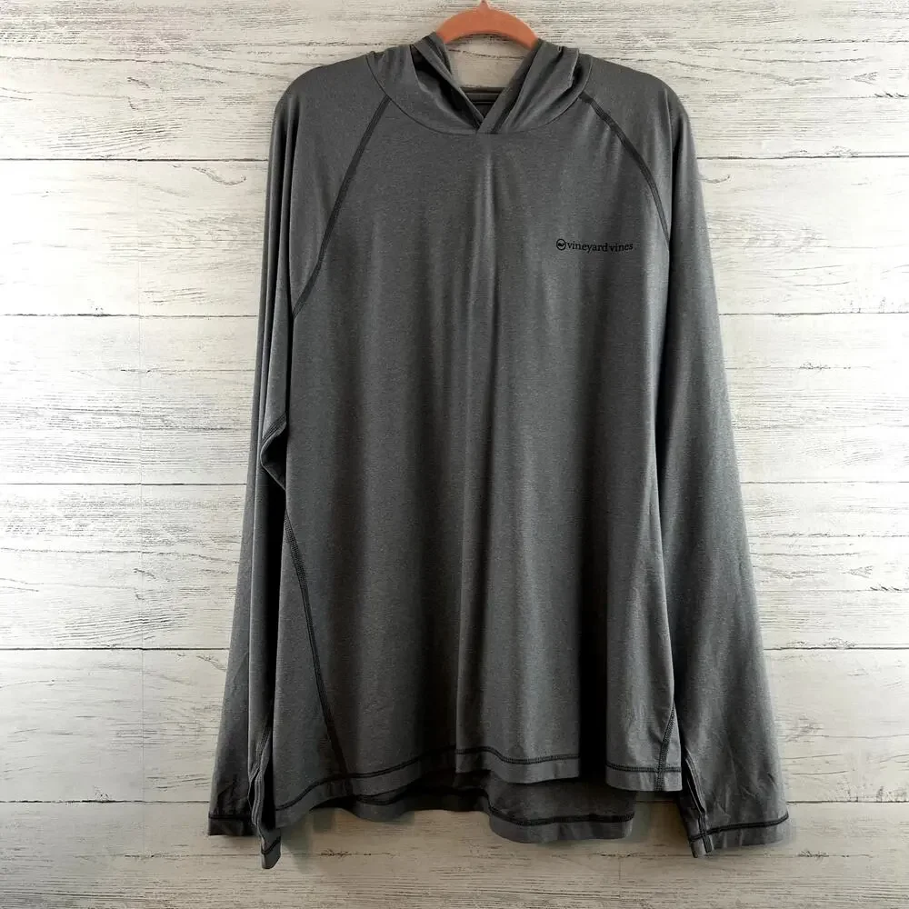Vineyard Vines Gray Long Sleeve Hooded Performance Pullover Size XL